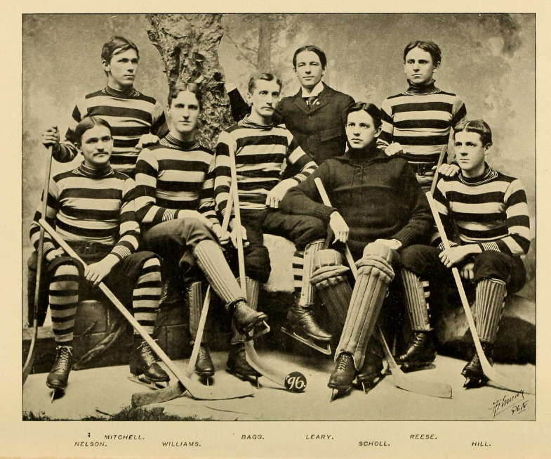 Team photo of the 1895-96 Johns Hopkins hockey team - the first team to play an intercollegiate hockey game in the United States against Yale.